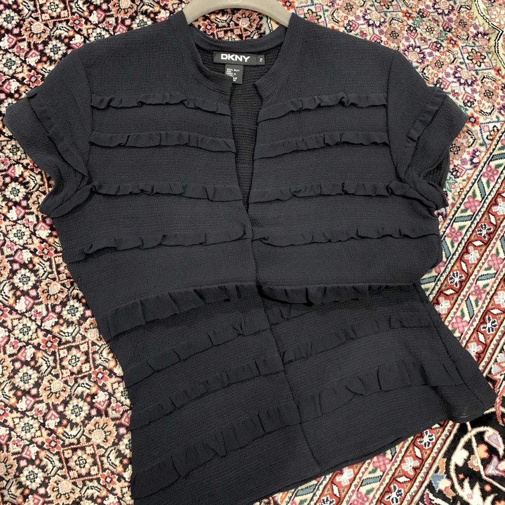 DKNY black silk top